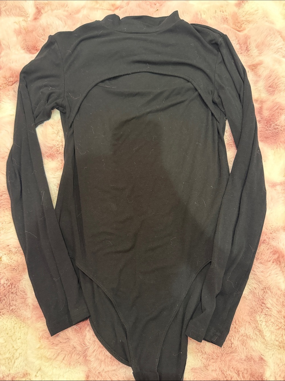 Mangopop Mock Neck Cutout Front Long Sleeve Bodysuit
